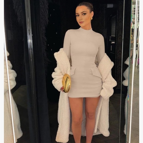 Women's Fall Long Sleeve Mock Neck Dress Basic Party Club Bodycon Mini
Dress - Picture 2 of 4